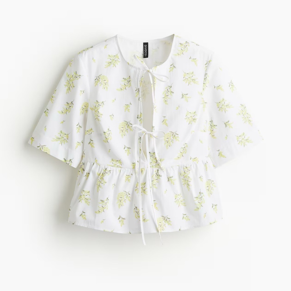 H&M Tie Front Poplin Blouse